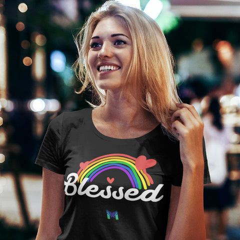 Woman Wearing Blessed Black Crewneck Unisex T-Shirt