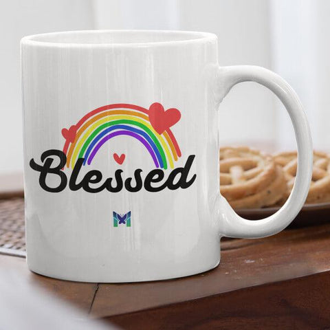 "Blessed" Mug - Rainbow & Hearts-Apparel-White-Small (11oz)-The Miracles Store