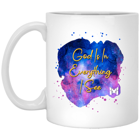 God Is In Everything I See - ACIM Coffee Cup, Black - Woman In Nature