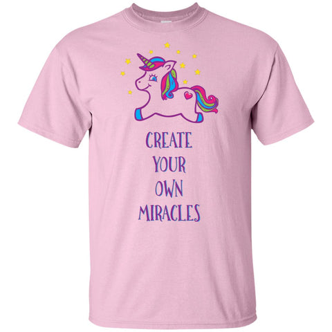 Create Your Own Miracles - Inspirational Kids Shirts with Pink Unicorn