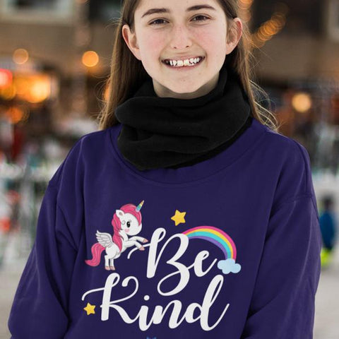 "Be Kind" Kids Crewneck Sweatshirt - Unicorn-Sweatshirts-The Miracles Store