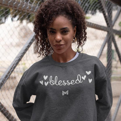 "Blessed" Adult Crewneck Sweatshirt - Elegant-Sweatshirts-Dark Grey-S-The Miracles Store