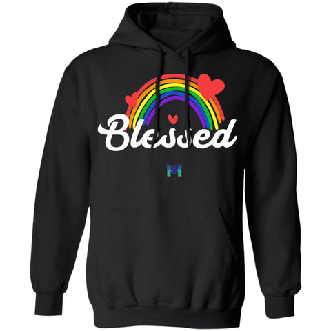 "Blessed" Adult Hoodie Sweatshirt - Rainbow & Hearts-Sweatshirts-Dark Grey-S-The Miracles Store