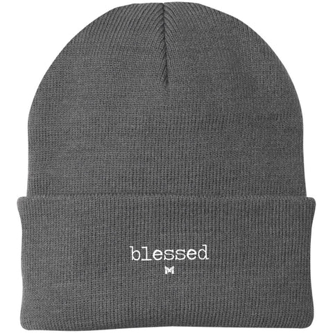 "Blessed" Embroidered Knit Cap / Beanie - Classic-Hats-Grey-The Miracles Store