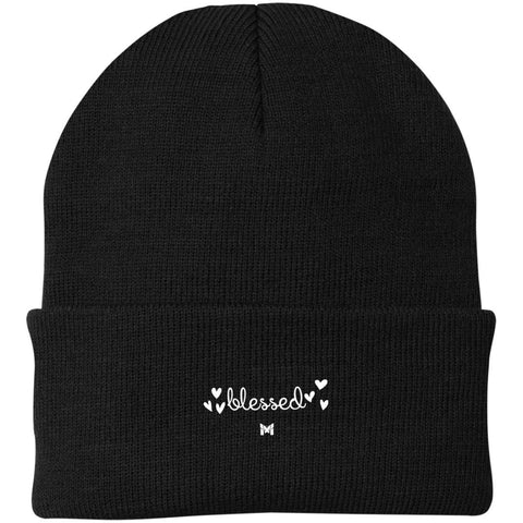 "Blessed" Embroidered Knit Cap / Beanie - Elegant-Hats-Grey-The Miracles Store