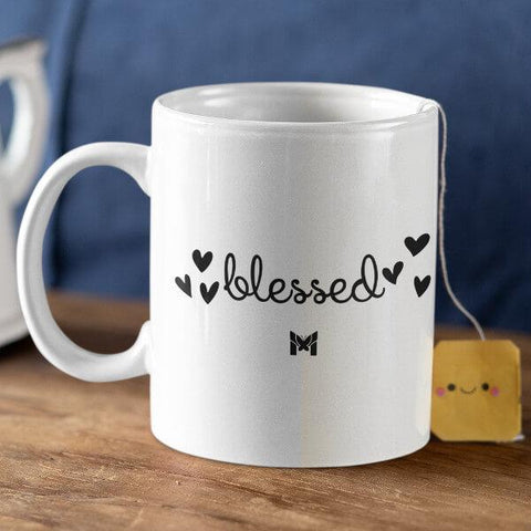 "Blessed" Mug - Elegant Handwriting-Apparel-White-Small (11oz)-The Miracles Store