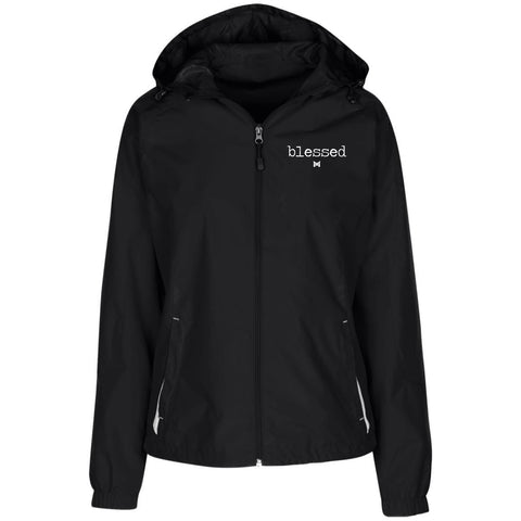 "Blessed" Women's Embroidered Windbreaker - Classic-Jackets-Black-X-Small-The Miracles Store