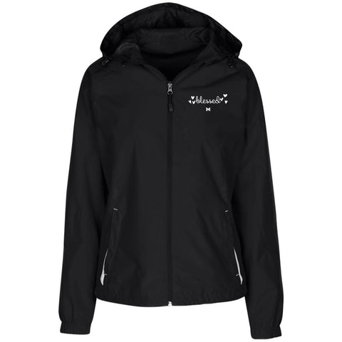 "Blessed" Women's Embroidered Windbreaker - Elegant-Jackets-Black-X-Small-The Miracles Store