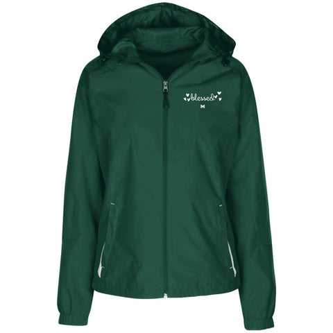 "Blessed" Women's Embroidered Windbreaker - Elegant-Jackets-Black-X-Small-The Miracles Store