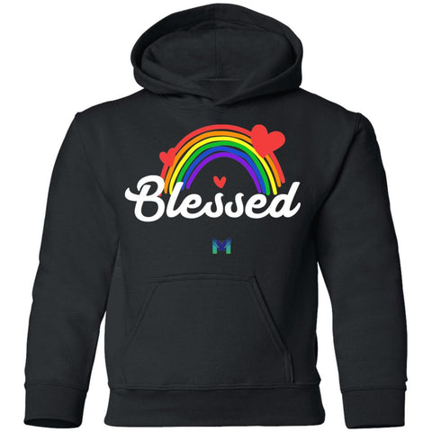 "Blessed" Youth Hoodie Sweatshirt - Rainbow & Hearts-Sweatshirts-The Miracles Store