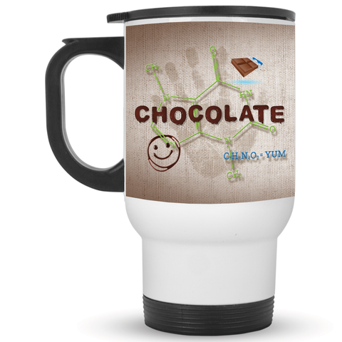 Chocolate Molecule Mugs - Drinkware - 14oz. Travel Mug - White - One Size