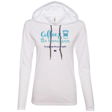 "Coffee & The Enneagram - Go Great Together" - Women's Lightweight T-Shirt Hoodie Sweatshirt-T-Shirts-White/Dark Grey-S-The Miracles Store