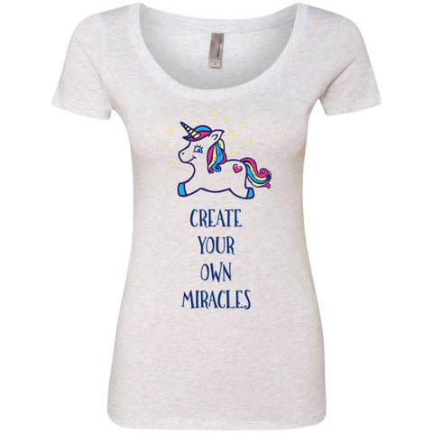 Create Your Own Miracles Tops - Blue Unicorn - Apparel - Scoop Neck Tee - Heather White - Small