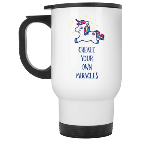 Create Your Own Miracles - White Travel Mug - Drinkware - Purple - - 