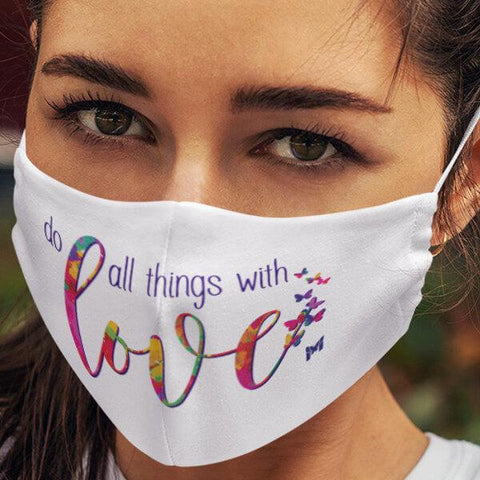 "Do All Things With Love" Face Mask-Apparel-White-The Miracles Store
