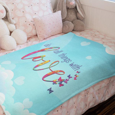 "Do All Things With Love" Plush Fleece Blanket-Apparel-The Miracles Store