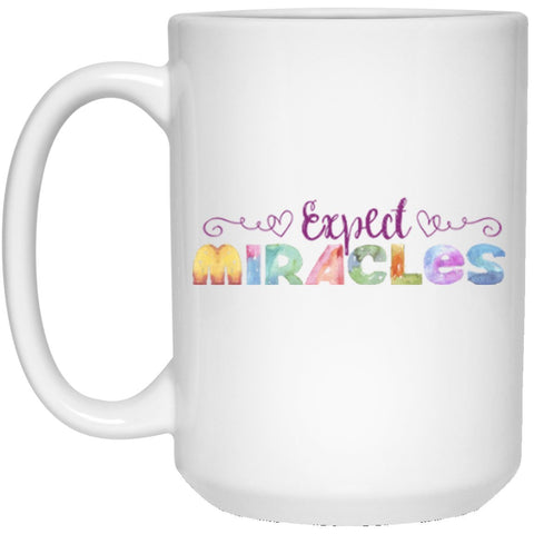 Expect Miracles - Coffee & Tea Mugs (Purple) - Apparel - White - 15oz (Large) - 