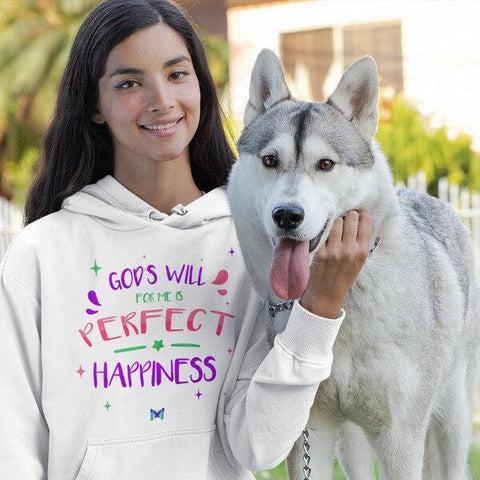 "God's Will For Me Is Perfect Happiness" Unisex Hoodie-Sweatshirts-The Miracles Store