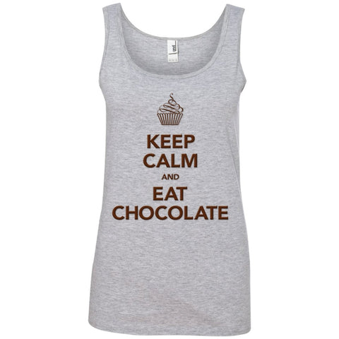 Keep Calm and Eat Chocolate Tanks and Tops - Apparel - Ladies' 100% Ringspun Cotton Tank Top - White - Small