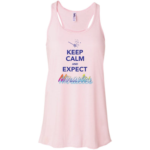 Keep Calm and Expect Miracles Tanks and Tops - Apparel - Bella+Canvas Flowy Racerback Tank - Soft Pink - X-Small