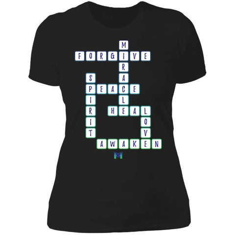 "Miracle Crossword" - Women's Shirts-Apparel-Boyfriend Tee-Black-S-The Miracles Store