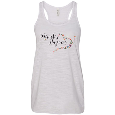 Miracles Happen Active Wear - Apparel - Bella+Canvas Flowy Racerback Tank - White - X-Small