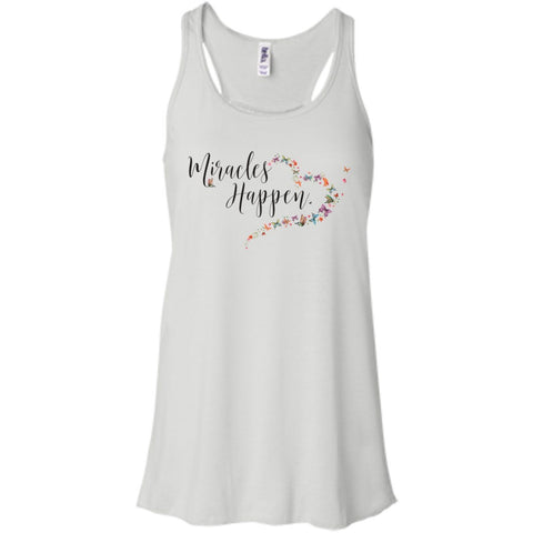 Miracles Happen Active Wear - Apparel - Bella+Canvas Flowy Racerback Tank - White - X-Small