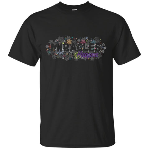 Miracles Happen Holiday Snowflake Tops - Apparel - Crew Neck Tee - Black - Small