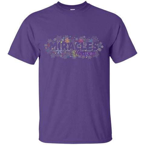 Miracles Happen Holiday Snowflake Tops - Apparel - Crew Neck Tee - Black - Small