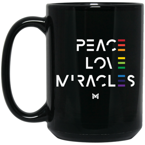 Peace Love Miracles - Coffee Mug - Small - Black - Colorful